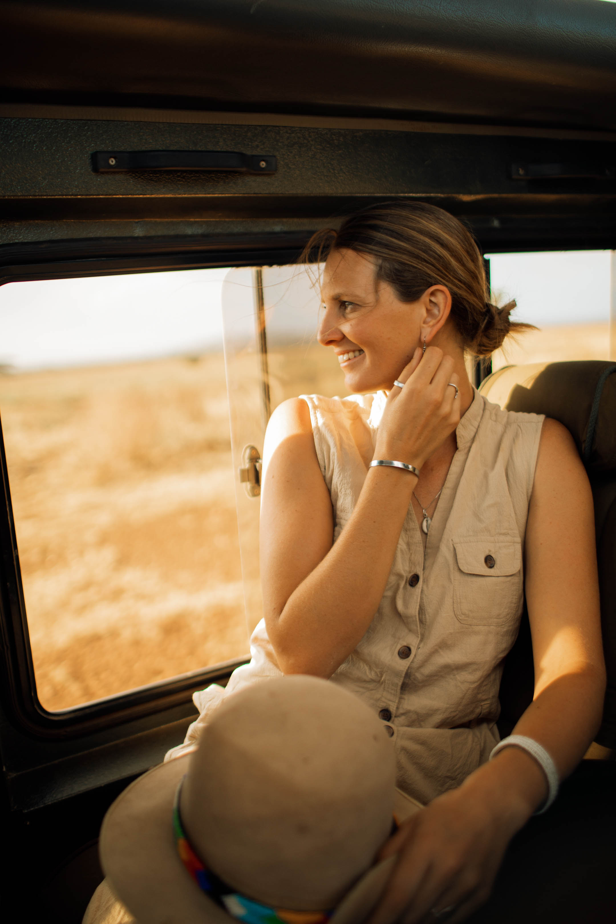 A lady on safari in Africa