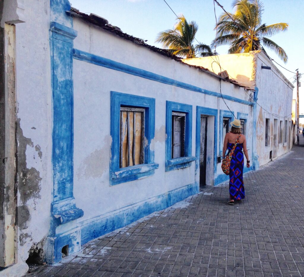 A lady walking in the street of Mozambique