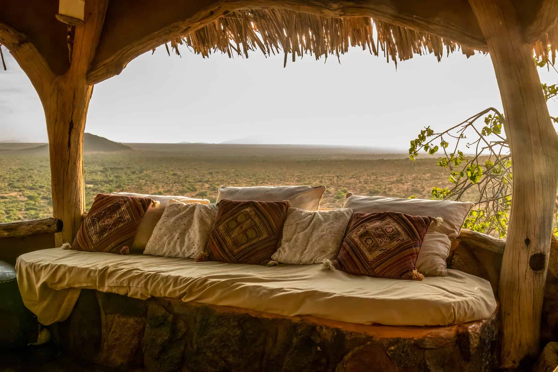 Sofa in a lodge in the Kenyan bush